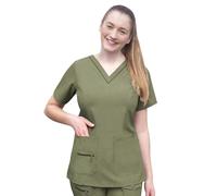 Adar Pro Heather Scrubs for Women - Elevated V-Neck Scrub Top - P4212H - Heather Olive - XL