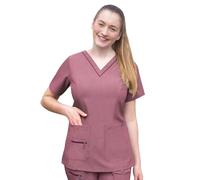 Adar Pro Heather Scrubs for Women - Elevated V-Neck Scrub Top - P4212H - Heather Wine - S