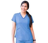 Adar Pro Heather Scrubs for Women - Modern V-Neck Scrub Top - P7002H - Heather French Blue - S
