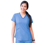 Adar Pro Heather Scrubs for Women - Modern V-Neck Scrub Top - P7002H - Heather French Blue - XXS