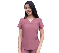 Adar Pro Heather Scrubs for Women - Sweetheart V-Neck Scrub Top - P4210H - Heather Wine - M