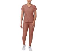 Adar Pro Modern Athletic Scrub Set for Women - Modern V-Neck Scrub Top & Yoga Jogger Scrub Pants - P9500 - Heather Coffee - S