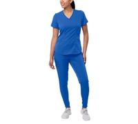 Adar Pro Modern Athletic Scrub Set for Women - Modern V-Neck Scrub Top & Yoga Jogger Scrub Pants - P9500 - Royal Blue - M
