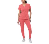 Adar Pro Modern Athletic Scrub Set for Women - Modern V-Neck Scrub Top & Yoga Jogger Scrub Pants - P9500 - Rapture Rose - M