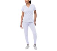 Adar Pro Modern Athletic Scrub Set for Women - Modern V-Neck Scrub Top & Yoga Jogger Scrub Pants - P9500 - White - XS