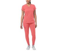 Adar Pro Movement Booster Scrub Set for Women - Sweetheart V-Neck Scrub Top & Yoga Jogger Scrub Pants - P9400 - Rapture Rose - M