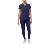 Adar Pro Movement Booster Scrub Set for Women - Sweetheart V-Neck Scrub Top & Yoga Jogger Scrub Pants - P9400 - Navy - 2X