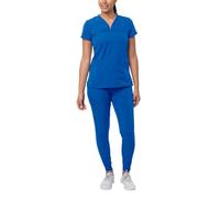 Adar Pro Movement Booster Scrub Set for Women - Sweetheart V-Neck Scrub Top & Yoga Jogger Scrub Pants - P9400 - Royal Blue - XL