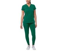 Adar Pro Movement Booster Scrub Set for Women - Sweetheart V-Neck Scrub Top & Yoga Jogger Scrub Pants - P9400 - Hunter Green - XL