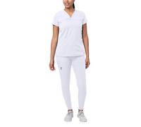 Adar Pro Movement Booster Scrub Set for Women - Sweetheart V-Neck Scrub Top & Yoga Jogger Scrub Pants - P9400 - White - S