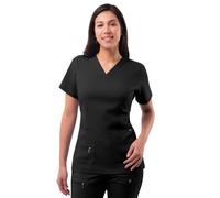 Adar Pro Scrubs for Women - Elevated V-Neck Scrub Top - P4212 - Black - S
