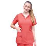Adar Pro Scrubs for Women - Elevated V-Neck Scrub Top - P4212 - Heather Apple - M