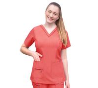 Adar Pro Scrubs for Women - Elevated V-Neck Scrub Top - P4212 - Heather Apple - M