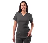 Adar Pro Scrubs for Women - Elevated V-Neck Scrub Top - P4212 - Pewter - XL