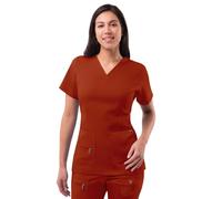 Adar Pro Scrubs for Women - Elevated V-Neck Scrub Top - P4212 - Red Ochre - S