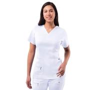 Adar Pro Scrubs for Women - Elevated V-Neck Scrub Top - P4212 - White - M