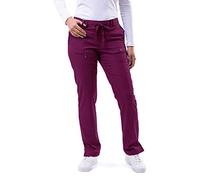 Adar Pro Scrubs for Women - Skinny Leg Yoga Scrub Pants - P4100 - Wine - XS