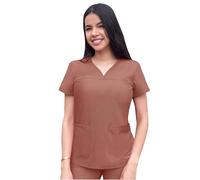 Adar Pro Scrubs for Women - Sweetheart V-Neck Scrub Top - P4210 - Heather Coffee - XXS