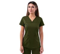 Adar Pro Scrubs for Women - Sweetheart V-Neck Scrub Top - P4210 - Olive - S
