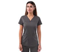Adar Pro Scrubs for Women - Sweetheart V-Neck Scrub Top - P4210 - Pewter - L