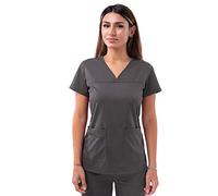 Adar Pro Scrubs for Women - Sweetheart V-Neck Scrub Top - P4210 - Pewter - XS