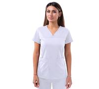 Adar Pro Scrubs for Women - Sweetheart V-Neck Scrub Top - P4210 - White - M