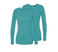 Adar Underscrubs for Women 2 Pack - Long Sleeve Underscrub Comfort Tee - 2902 - Aquamarine - XL