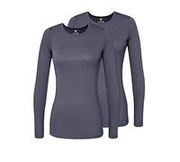 Adar Underscrubs for Women 2 Pack - Long Sleeve Underscrub Comfort Tee - 2902 - Pewter - L
