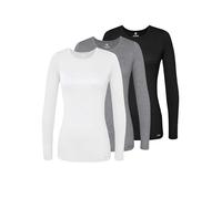 Adar Underscrubs for Women 3 Pack - Long Sleeve Underscrub Comfort Tee - 2903 - Black/Dark Marl Gray/White - XL