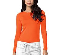 Adar Underscrubs for Women - Long Sleeve Underscrub Comfort Tee - 2900 - Neon Orange - XS