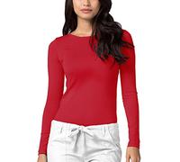 Adar Underscrubs for Women - Long Sleeve Underscrub Comfort Tee - 2900 - Red - L