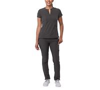 Adar Addition Go-Higher Scrub Set For Women - Notched V-Neck Scrub Top & Skinny Cargo Scrub Pants - A9600 - Pewter - M