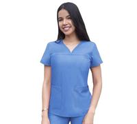 Adar Uniforms Pro Heather Scrubs for Women - Sweetheart V-Neck Scrub Top - P4210HFBLXXS - Heather French Blue - XXS