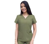 Adar Uniforms Women's P4210holvm Medical Scrubs Shirt, Heather Olive, M UK