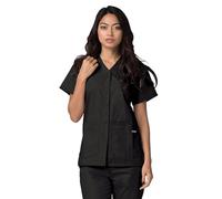 Adar Universal Medical Scrubs For Women - Snap Front Scrub Top - 604 - Black - 5X