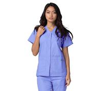 Adar Universal Medical Scrubs for Women - Snap Front Scrub Top - 604 - Ceil Blue - S