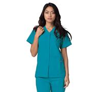 Adar Universal Medical Scrubs For Women - Snap Front Scrub Top - 604 - Teal Blue - S