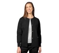 Adar Universal Scrubs for Women - Round Neck Warm-Up Scrub Jacket - 602 - Black - S