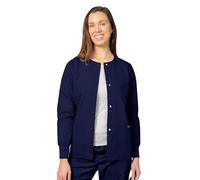 Adar Universal Scrubs for Women - Round Neck Warm-Up Scrub Jacket - 602 - Navy - 3X