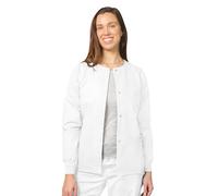 Adar Universal Scrubs for Women - Round Neck Warm-Up Scrub Jacket - 602 - White - XS
