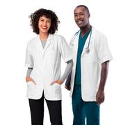 Adar Universal Unisex Lab Coats - Short Sleeve 31" Consultation Lab Coat - 2816 - White - M