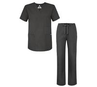 Adar Universal Unisex Scrub Set - Unisex V-Neck Scrub Top & Tapered Drawstring Scrub Pants - 907 - Pewter - M