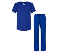 Adar Universal Unisex Scrub Set - Unisex V-Neck Scrub Top & Tapered Drawstring Scrub Pants - 907 - Royal Blue - M