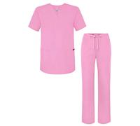 Adar Universal Unisex Scrub Set - Unisex V-Neck Scrub Top & Tapered Drawstring Scrub Pants - 907 - Sherbet - S