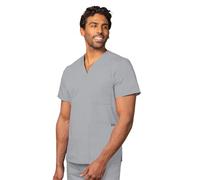 Adar Universal Unisex Scrubs - V-Neck Tunic Scrub Top - 601 - Silver Gray - S