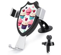 ADASGHBY Car Phone Holder Mount 3-in-1 Cell Phone Holder Cupcake Candy Hearts Sweet Cell Phone Stand for Vent for iPhone Android and All Smartphones