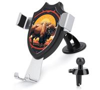 ADASGHBY Car Phone Holder Mount 3-in-1 Cell Phone Holder Wild American Bison Mountains Cell Phone Stand for Vent for iPhone Android and All Smartphones