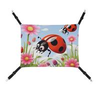 ADASGHBY Pet Hammock Reversible Cat Hanging Hammock Soft Cartoon Ladybug Flower Sleeping Hammock for Puppy Dog Piggy Rabbit Hamster