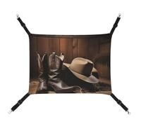 ADASGHBY Pet Hammock Reversible Cat Hanging Hammock Soft Cowboy Black Hat Western Boots Sleeping Hammock for Puppy Dog Piggy Rabbit Hamster