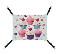 ADASGHBY Pet Hammock Reversible Cat Hanging Hammock Soft Cupcake Candy Hearts Sweet Sleeping Hammock for Puppy Dog Piggy Rabbit Hamster